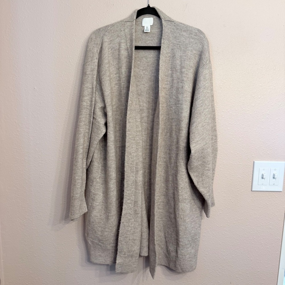 HM Womens XL Beige Open Front Cardigan Sweater Long Sleeve Knit 0863595 8